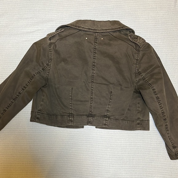 Anthropologie hei hei Women’s Olive Green Crop Jean Jacket - Picture 6 of 7